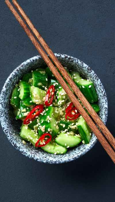 Cucumber salad in the bowl