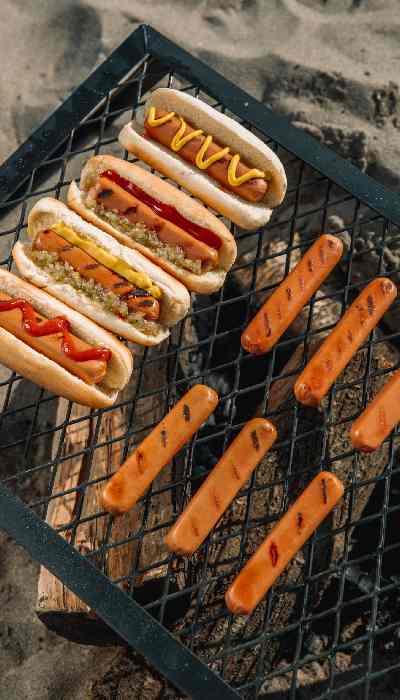 Grilled hot dogs